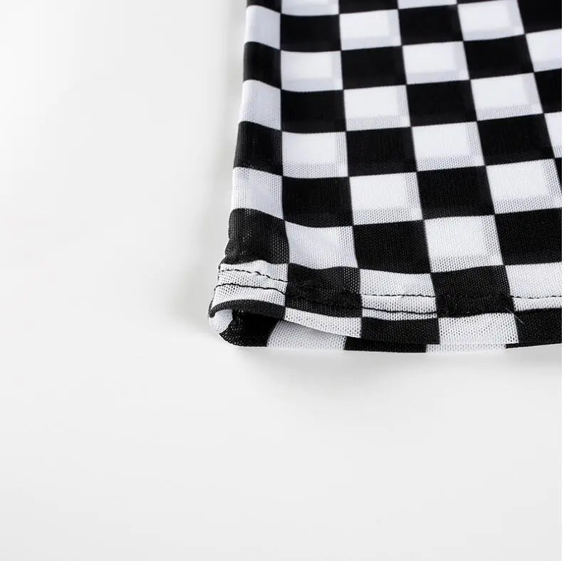 Sheer Checkered Elegance Top