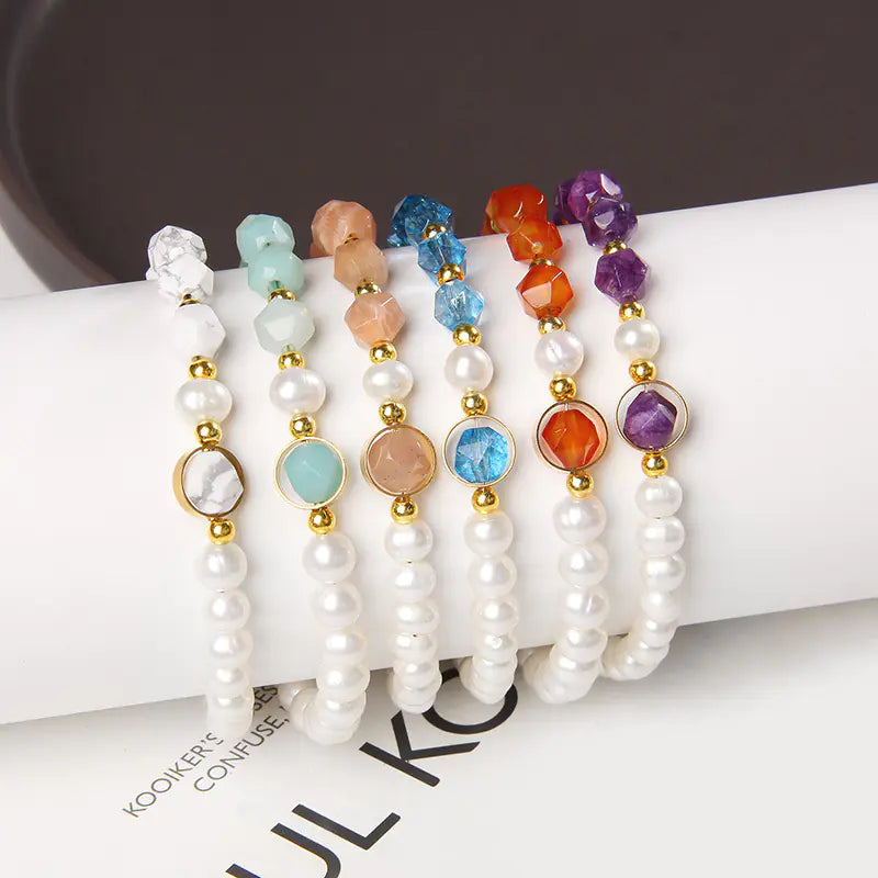 Elegant Agate Pearl Artisan Bracelet