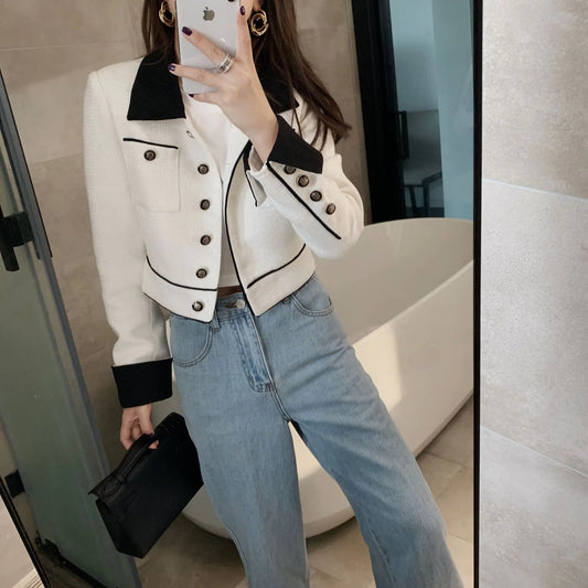 Chic Beige Color-Block Blouse