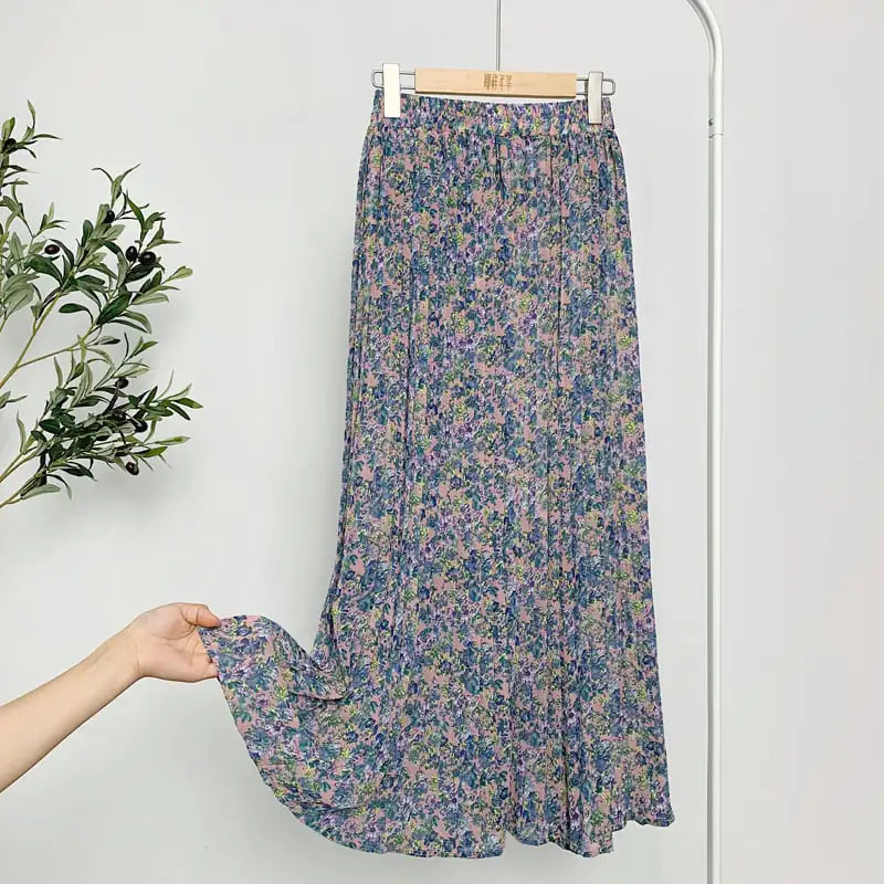 Elegant Floral Silk Skirt