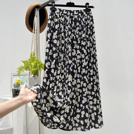 Elegant Floral Silk Skirt