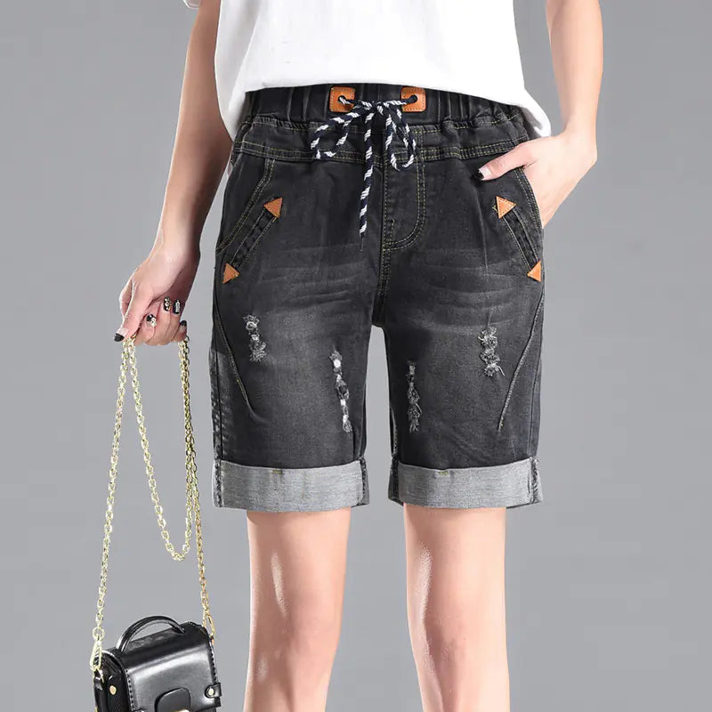 Casual Summer Distressed Denim Shorts