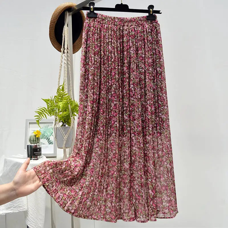 Elegant Floral Silk Skirt