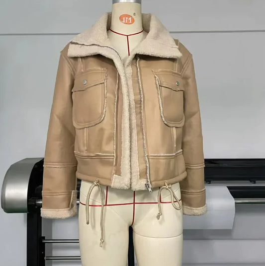 Chic Lapel Leather Jacket