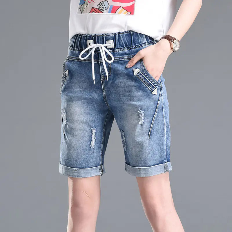 Casual Summer Distressed Denim Shorts
