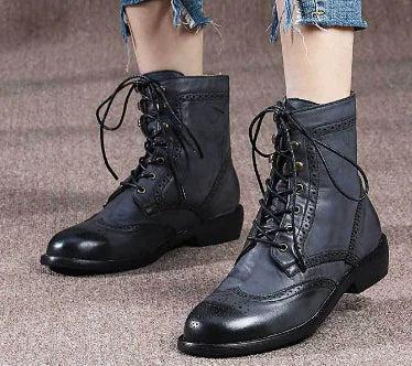 Premium Cowhide Men's High-top Boots