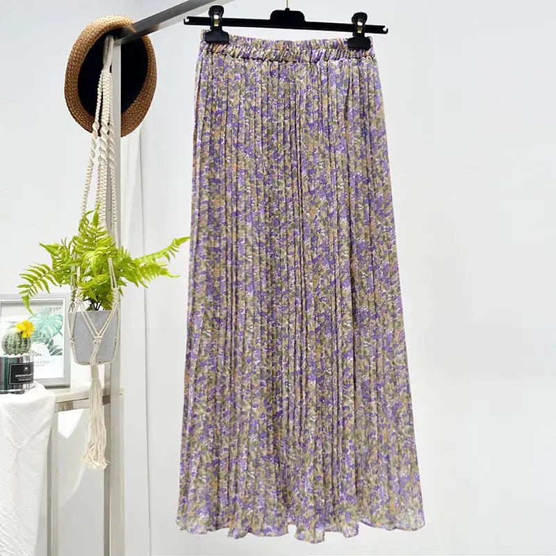 Elegant Floral Silk Skirt