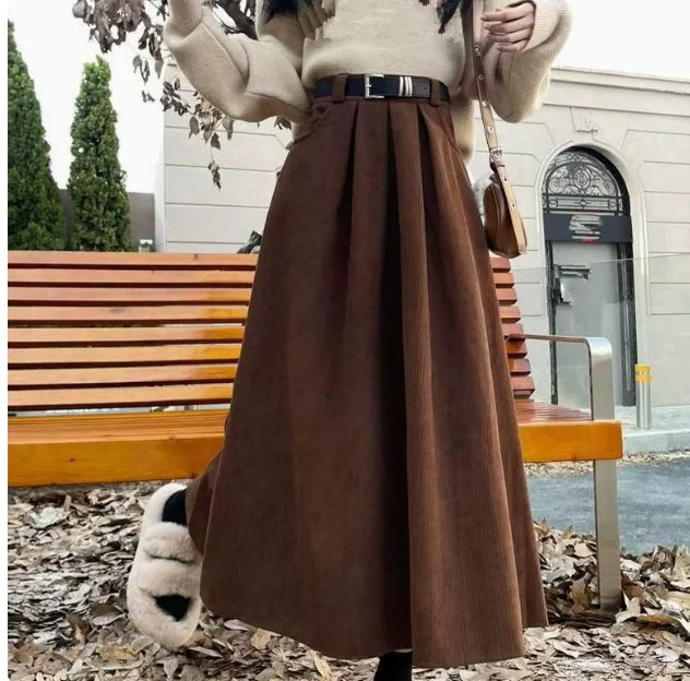 Corduroy Pleated Skirt