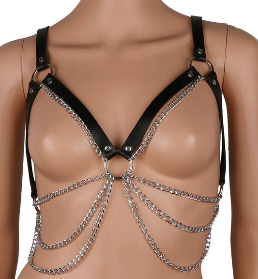 Chic Leather Chain Blouse