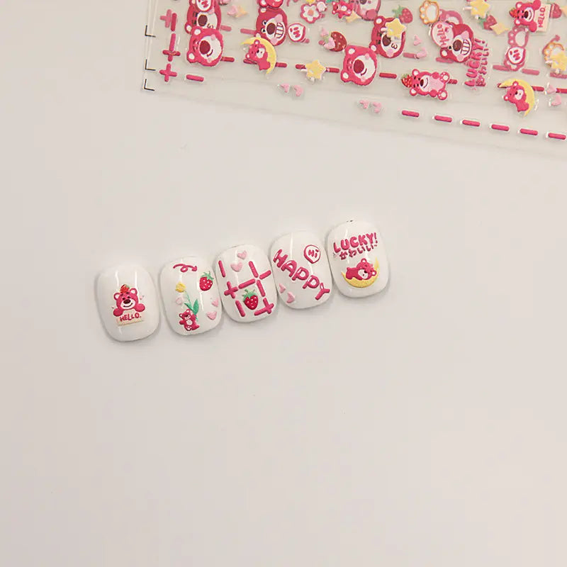 Strawberry Bear 5D Manicure Stickers