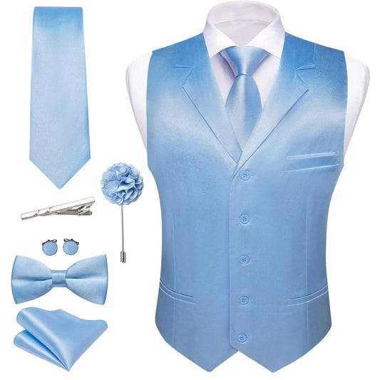 Barry.Wang Men's Sky Blue Formal Vest Set
