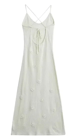 Floral Knit Lace-Up Dress