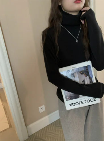 Chic High-Neck Knit Shirt