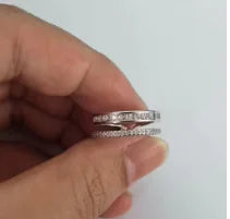 Pearl Zircon Geometric Love Ring