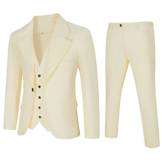 Modern Slim Fit 3-Piece Men's Suit
