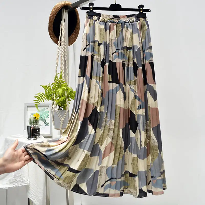 Elegant Floral Silk Skirt