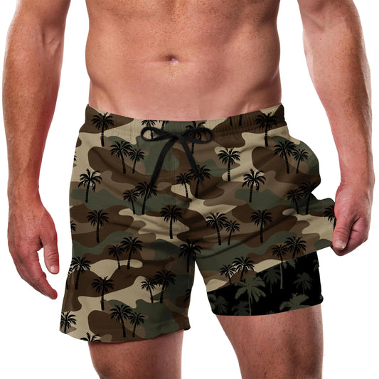ZenGents 5-Inch Hawaiian Men's Swim Trunks with Liner