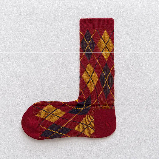 Japanese Cotton Rhombus Patterned Socks