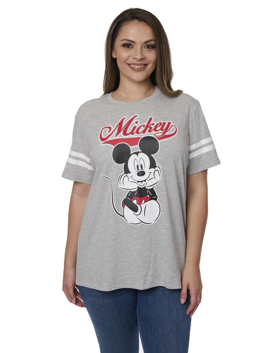 Disney Women's Mickey Mouse Graphic Tee - Gray 2XL