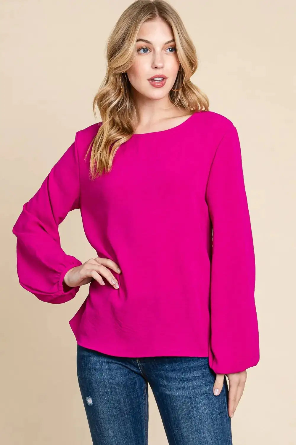 TEXTURA Chic Balloon Sleeve Blouse