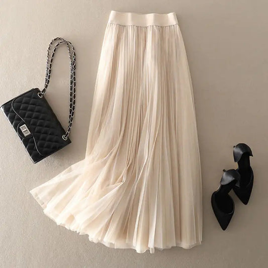 Chic Pleated Gauze Skirt