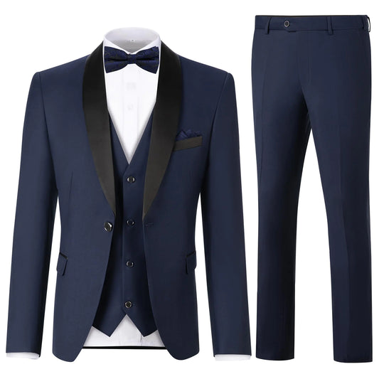 Navy Blue Slim Fit Men's Formal Suit Set