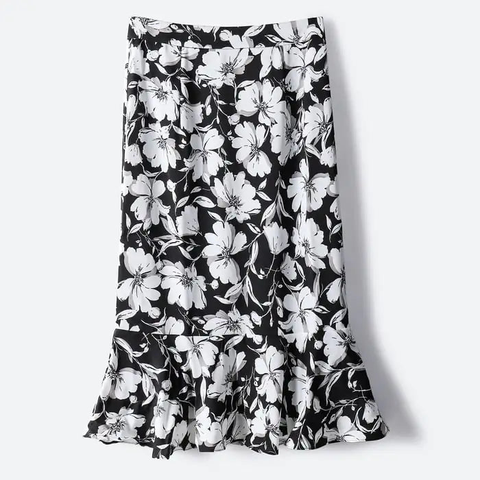Elegant Printed Mid-Length Skirt