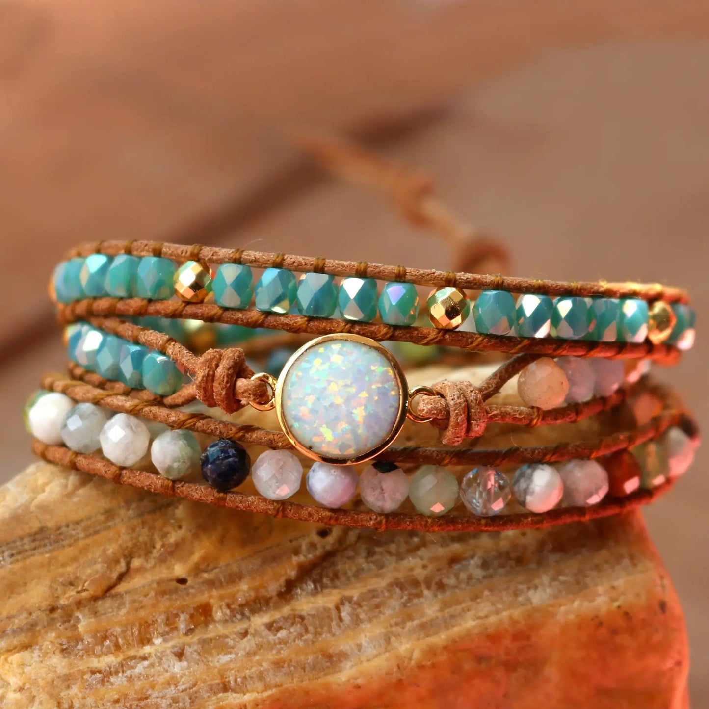 Triple Layer Crystal Opal Bracelet