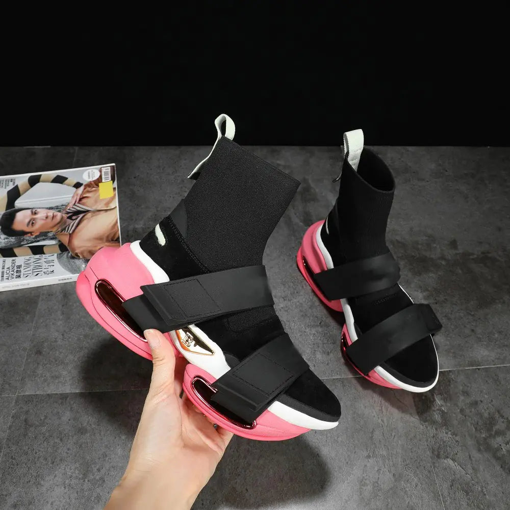 Casual High-Top Sock Sneakers with Grip Sole