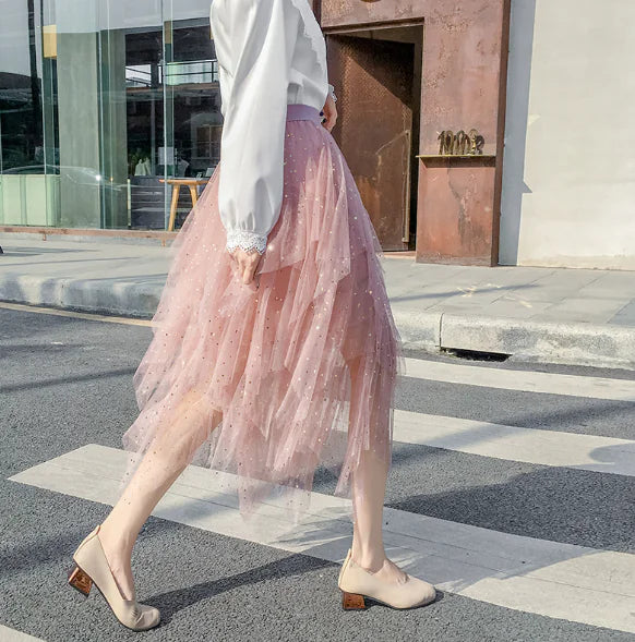 Elegant Sequin Mesh Skirt