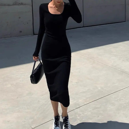 Chic Retro Square Knit Dress
