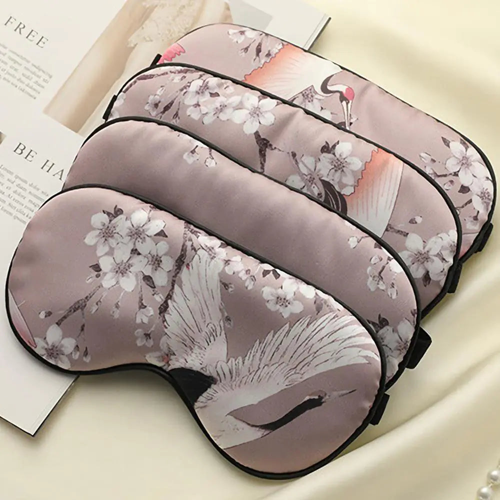 Luxury Silk Eye Mask - Crane Design