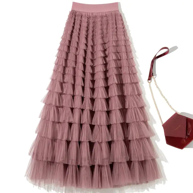 Pleated Gauze Maxi Skirt