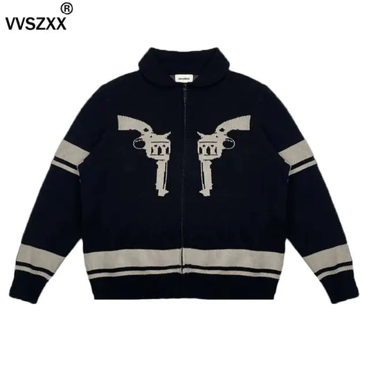 Retro Zip-Up Cardigan Sweater for Men
