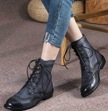 Premium Cowhide Men's High-top Boots