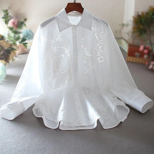 Elegant Embroidered Oversized Blouse