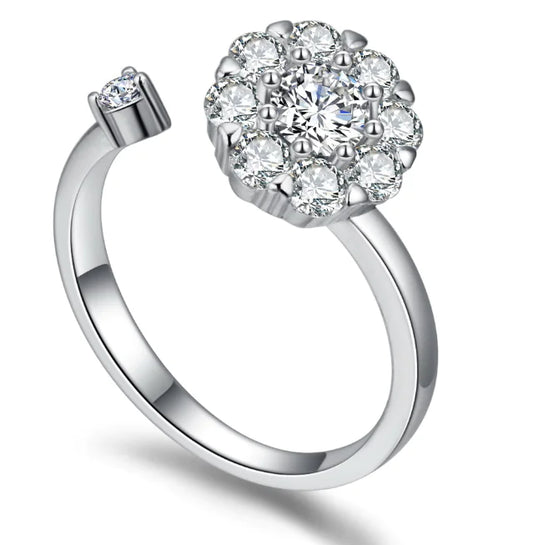 S925 Swivel Silver Ring with Zirconia