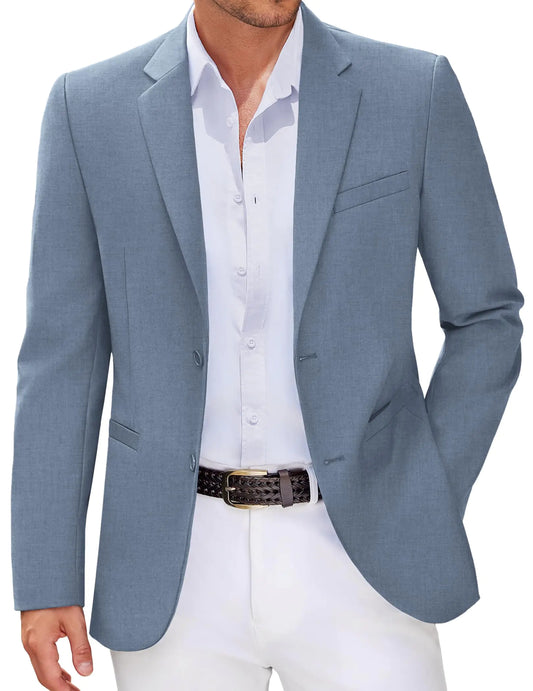 COOFANDY Mens Casual Formal Blazer Regular Fit Suit Jackets Dressy Sport Coat Grey Blue