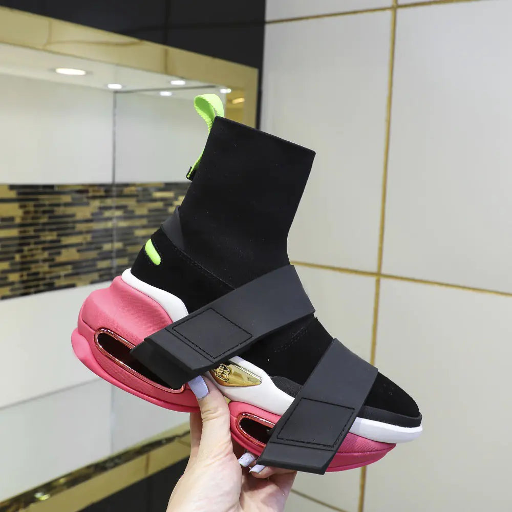 Casual High-Top Sock Sneakers with Grip Sole