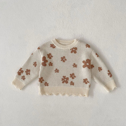 Chic Floral Knitted Top for Girls