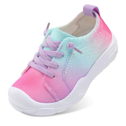 FlexStride Toddler Sneakers - Breathable Slip-On Rainbow Blue