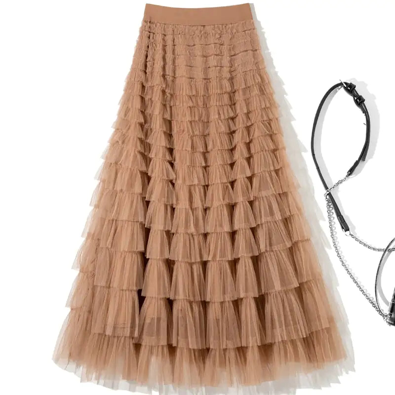 Pleated Gauze Maxi Skirt