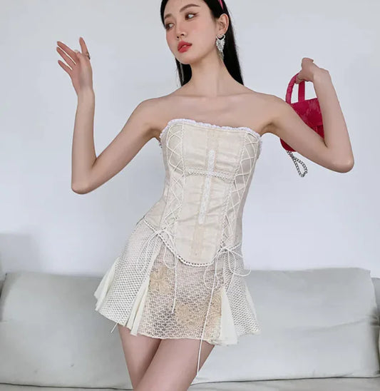Lace-Up Leather Bustier Top