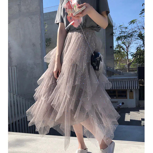 Elegant Sequin Mesh Skirt