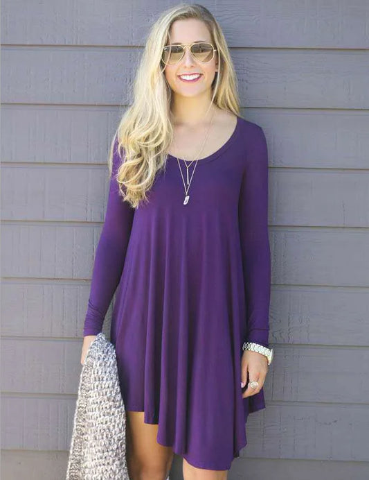 Chic Irregular Hem Long Sleeve Dress