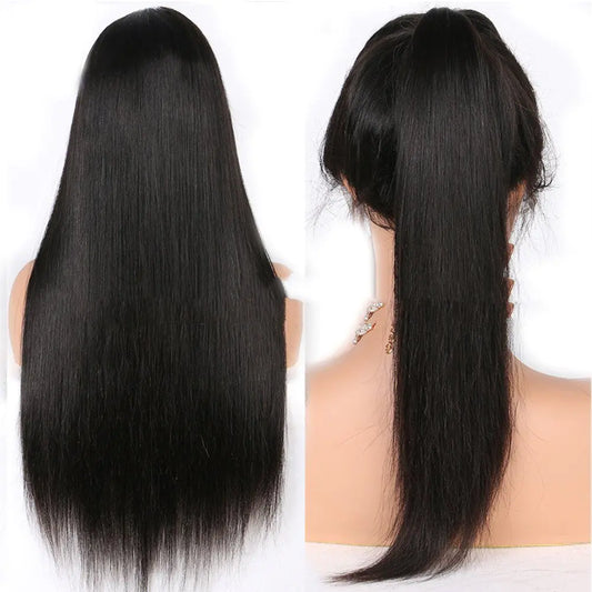 Elegant Black Mid-Length Lace Wig