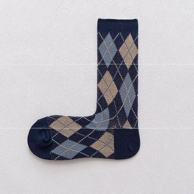 Japanese Cotton Rhombus Patterned Socks