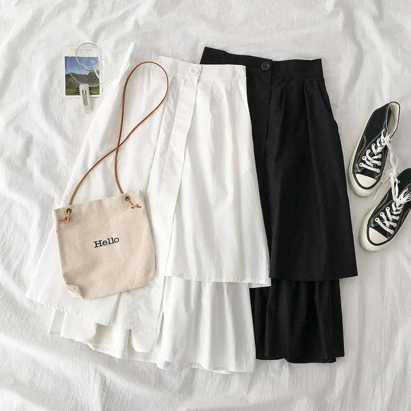 Chic High-Waist A-line Midi Skirt