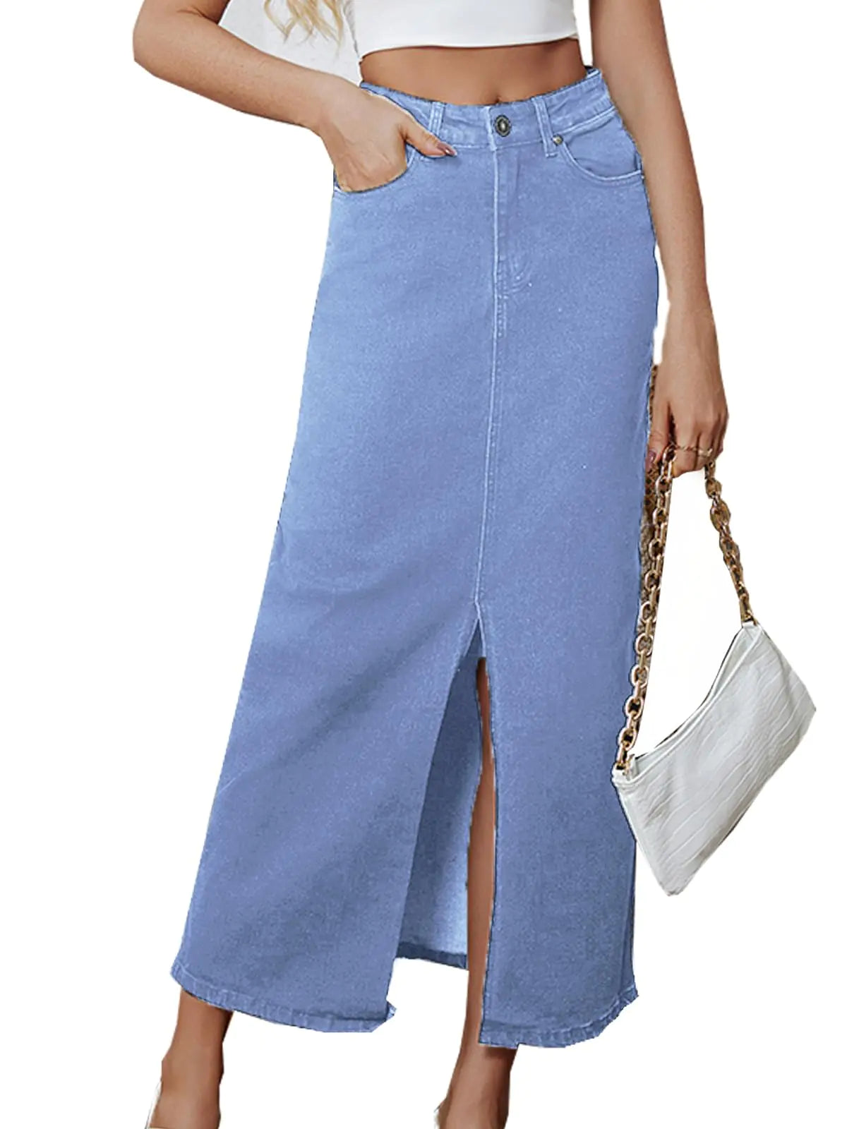 Women's Midi Denim A-Line Skirt