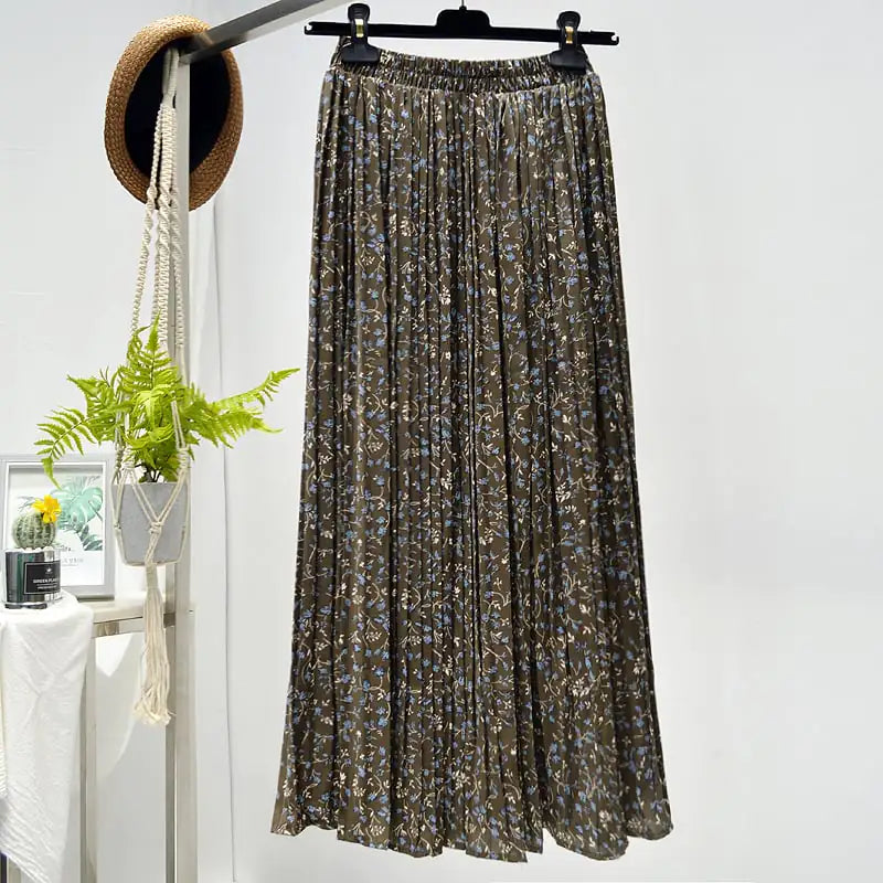 Elegant Floral Silk Skirt